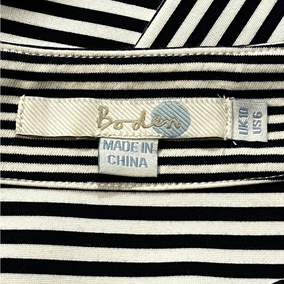 Boden Evie Ponte Knit Top Striped Anchor Buttons Navy Nautical Preppy US 6 WO146 - Picture 7 of 8
